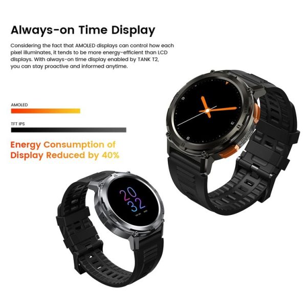 KOSPET TANK T2 1.43 inch AMOLED Screen Smart Watch, 5ATM & iP69K Outdoor Waterproof Support BT Calling / 70 Sports Modes (Silver) - Image 6