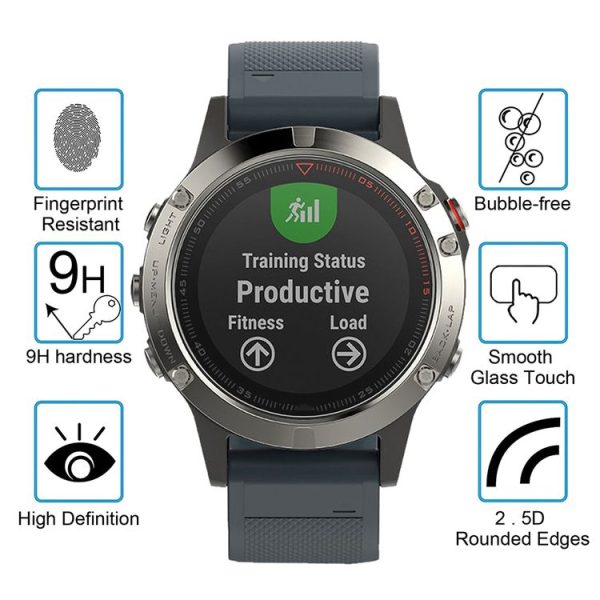 Garmin Fenix 5 2pcs Silicone Watch Band with 2pcs Tempered Glass Film (White) - Image 4