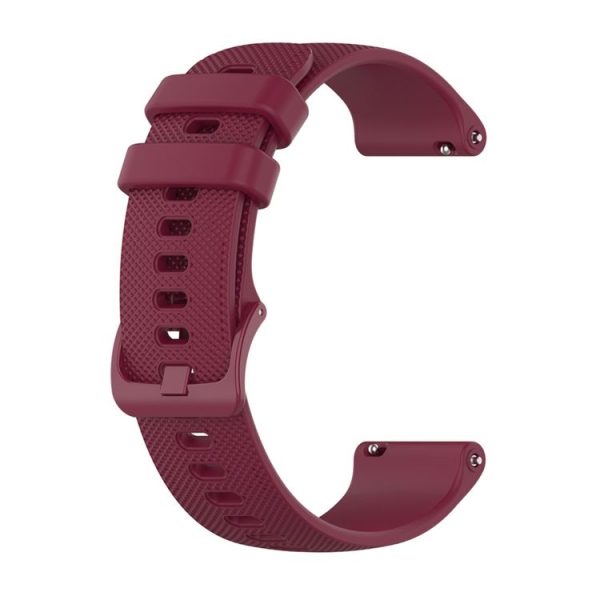 Garmin Vivoactive 4S 2pcs Small Plaid Silicone Watch Band with 2pcs Tempered Glass Film (Wine Red) - Image 3