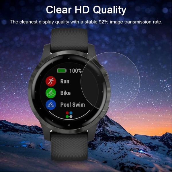 Garmin Vivoactive 4S 2pcs Small Plaid Silicone Watch Band with 2pcs Tempered Glass Film (Wine Red) - Image 6