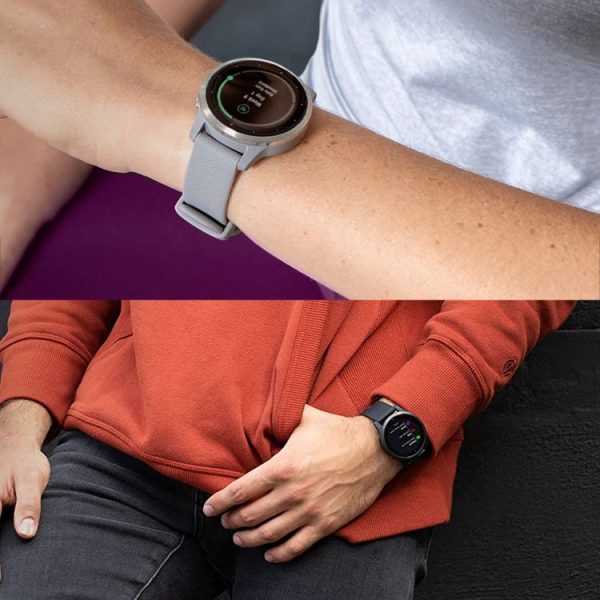 Garmin Vivoactive 4S 2pcs Small Plaid Silicone Watch Band with 2pcs Tempered Glass Film (Wine Red) - Image 7