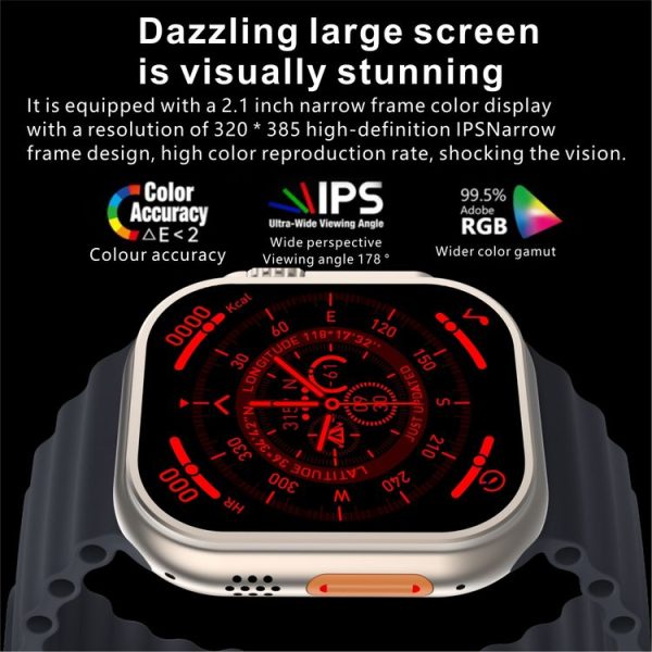 S18 Ultra 2.1 inch Wireless Charging Smart Watch Support NFC / Heart Rate Monitoring / Blood Pressure Monitoring (Orange) - Image 3