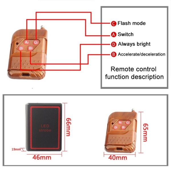 4 in 1 Car 12LEDs Grille Flash Lights Warning Lights with Wireless Remote Control, Color: Yellow - Image 5