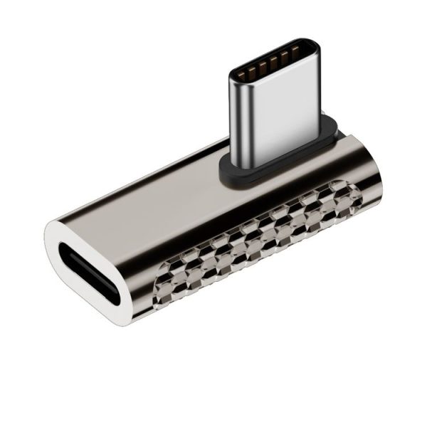 100W Type-C Male to Type-C Female 20Gbps Zinc Alloy Adapter, Style: Medium Bend