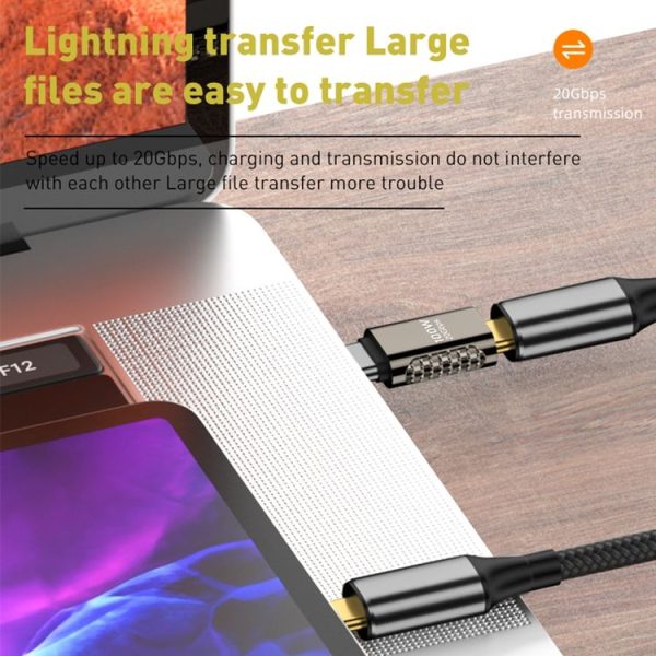 100W Type-C Male to Type-C Female 20Gbps Zinc Alloy Adapter, Style: Medium Bend - Image 4