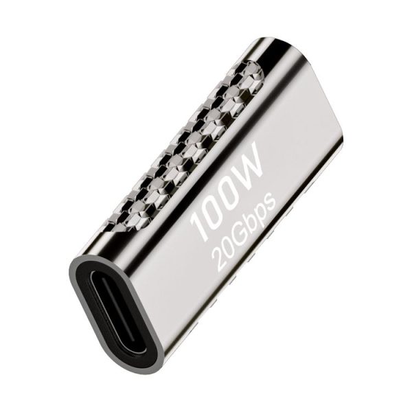 100W Type-C Female to Type-C Female 20Gbps Zinc Alloy Adapter, Style: Straight