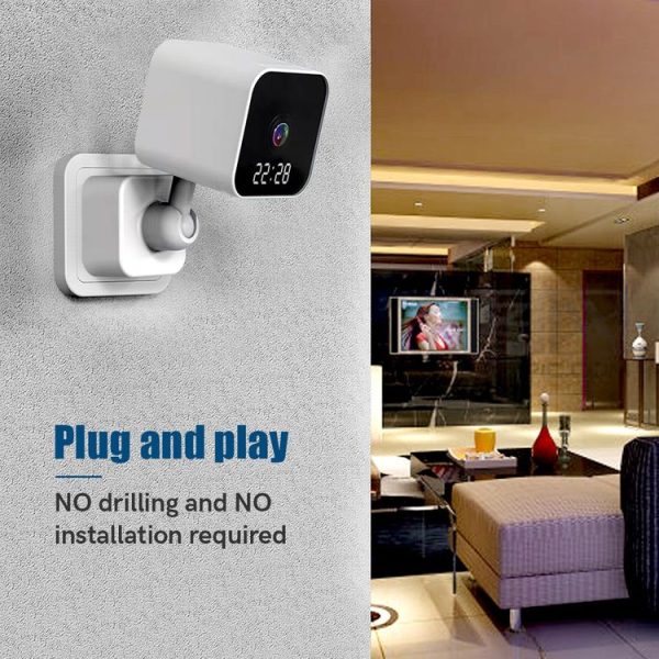 DP27 1080P Clock Plug Card WiFi Camera, Support Two-way Voice Intercom & Mobile Monitoring, Specification: EU Plug (White) - Image 3