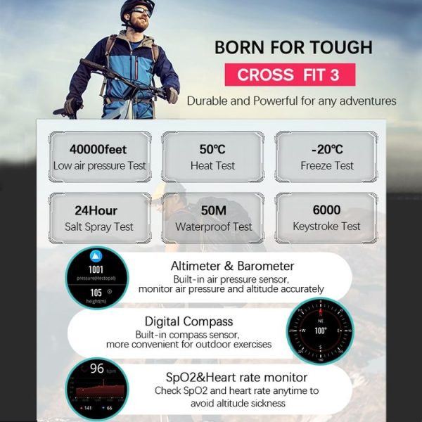 NORTH EDGE CROSS FIT3 Fashion Bluetooth Sports Smart Watch Supports Multiple Sports Modes, Sleep Monitoring, Heart Rate Monitoring (Black) - Image 4