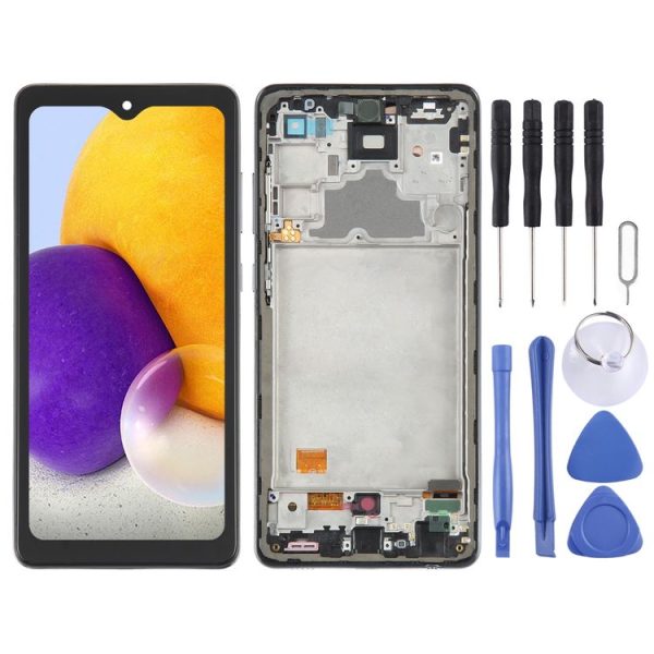 6.36 inch OLED LCD Screen for Samsung Galaxy A72 SM-A725 6.33 inch Digitizer Full Assembly with Frame (Black)