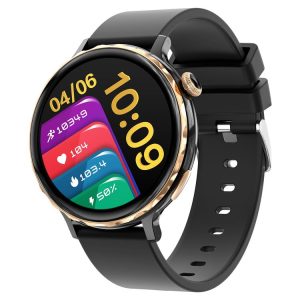 T21 1.32 inch Silicone Band IP67 Waterproof Smart Watch, Support Heart Rate / Sleep Monitoring (Black Gold)
