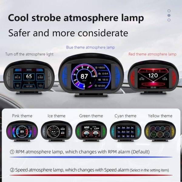 P2 3 inch Multi-function HD OBD LCD Instrument GPS Car Speed Slope Meter HUD Head-up Display - Image 4