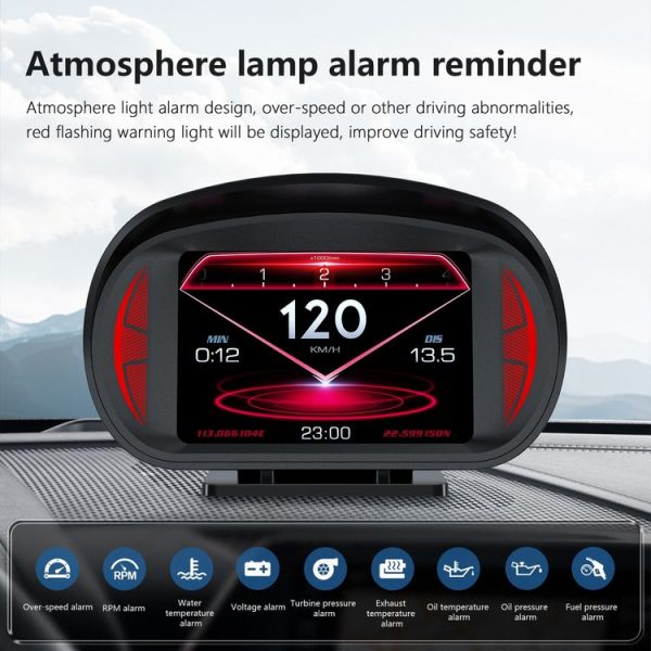 P2 3 inch Multi-function HD OBD LCD Instrument GPS Car Speed Slope Meter HUD Head-up Display - Image 5