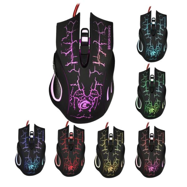 HXSJ A888B 6-keys Crackle Colorful Lighting Wired Gaming Mouse (Black) - Image 2