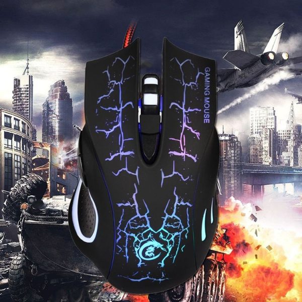 HXSJ A888B 6-keys Crackle Colorful Lighting Wired Gaming Mouse (Black) - Image 5