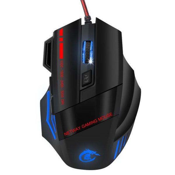 HXSJ A907 7 Keys Colorful Luminous 7D Wired Gaming Mouse (Black)