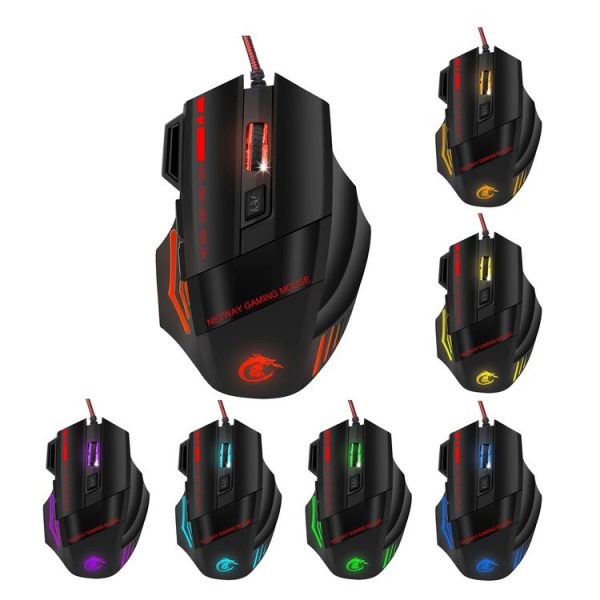 HXSJ A907 7 Keys Colorful Luminous 7D Wired Gaming Mouse (Black) - Image 2