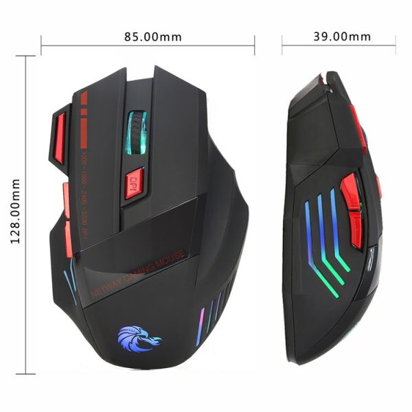 HXSJ A907 7 Keys Colorful Luminous 7D Wired Gaming Mouse (Black) - Image 4