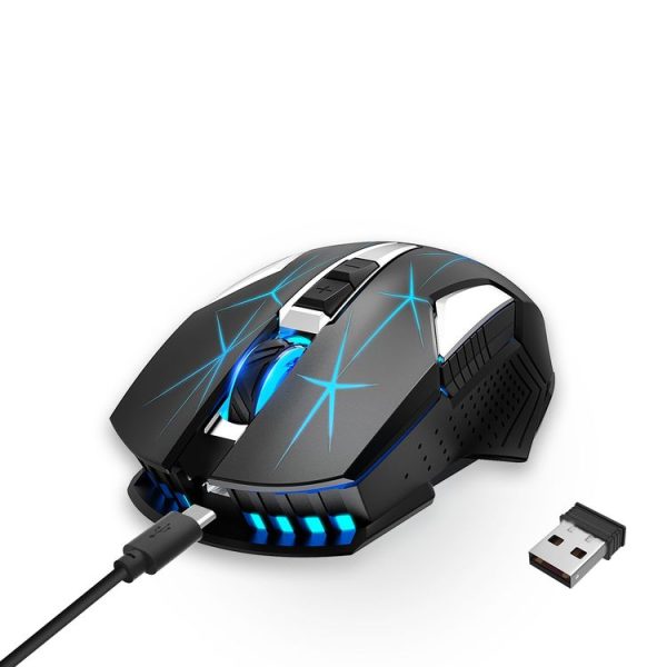 HXSJ T300 7 Keys 2400DPI 2.4G Colorful Luminous Wireless Mouse (Black) - Image 2
