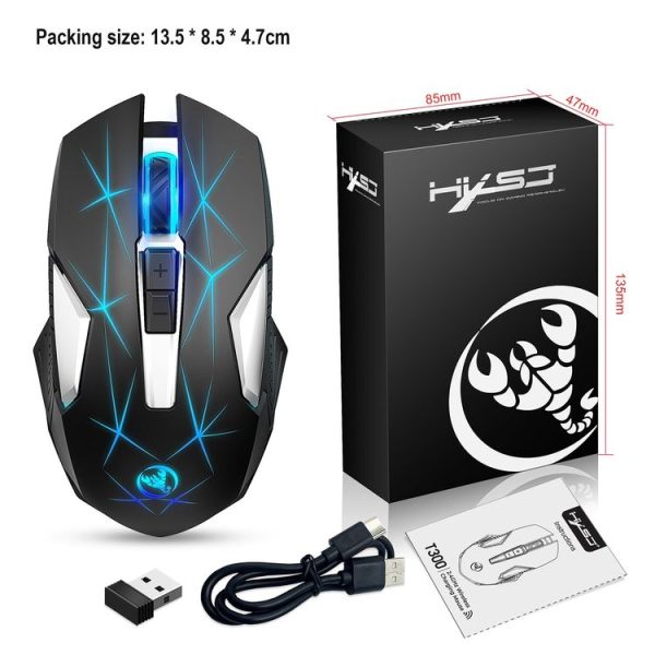 HXSJ T300 7 Keys 2400DPI 2.4G Colorful Luminous Wireless Mouse (Black) - Image 7