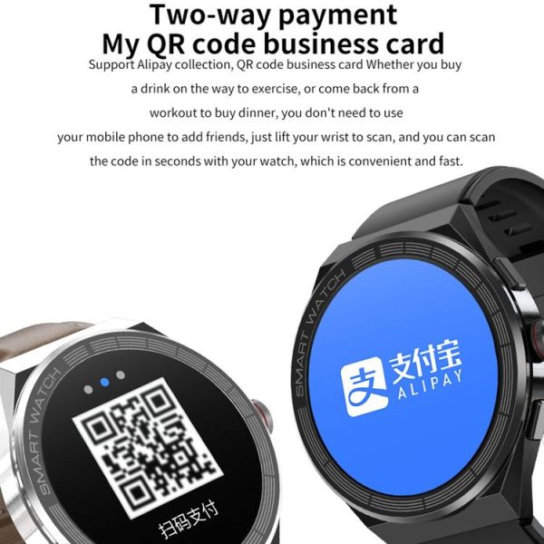 BM01 1.45 inch Leather Band IP68 Waterproof Smart Watch Support Bluetooth Call / NFC (Silver) - Image 4