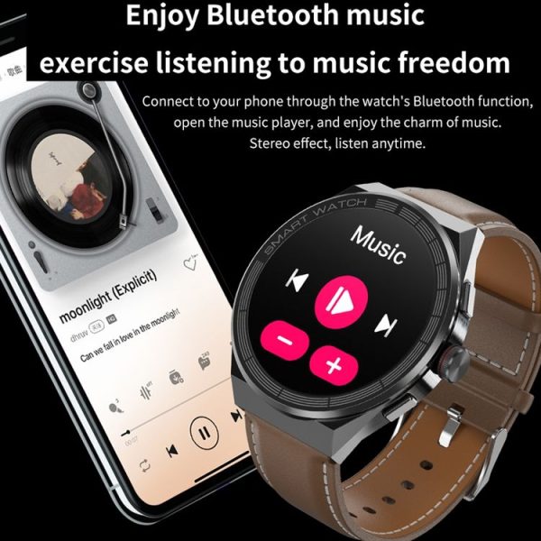 BM01 1.45 inch Leather Band IP68 Waterproof Smart Watch Support Bluetooth Call / NFC (Silver) - Image 7