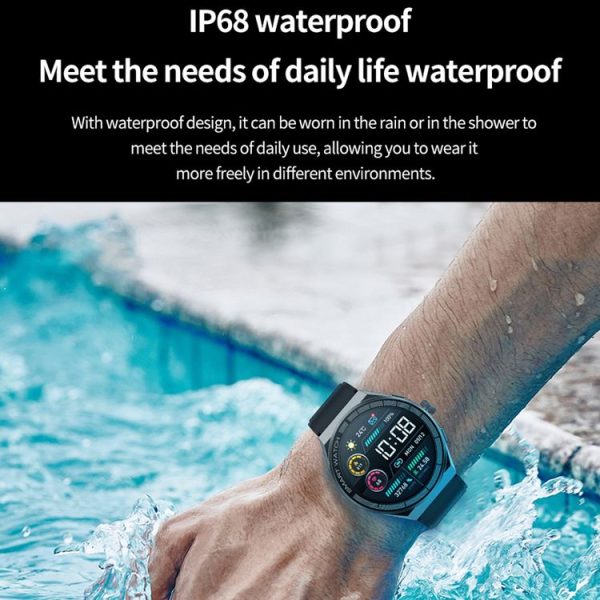 BM01 1.45 inch Leather Band IP68 Waterproof Smart Watch Support Bluetooth Call / NFC (Silver) - Image 9