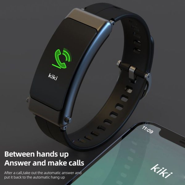 K30 0.96 inch Silicone Band Earphone Detachable Life Waterproof Smart Watch Support Bluetooth Call (Black Silver) - Image 7