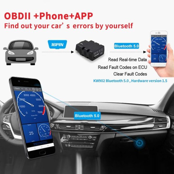 KONNWEI KW902 Bluetooth 5.0 OBD2 Car Fault Diagnostic Scan Tools Support IOS / Android (Green) - Image 4