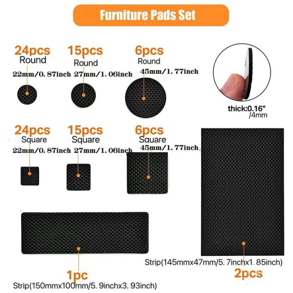 93 in 1 EVA Self Adhesive Anti Slip Furniture Leg Pads Set - Image 7