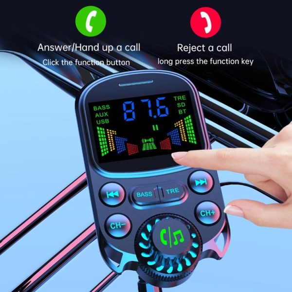 BC86 Colorful Screen Car Bluetooth 5.3 FM Transmitter MP3 Player - Image 6