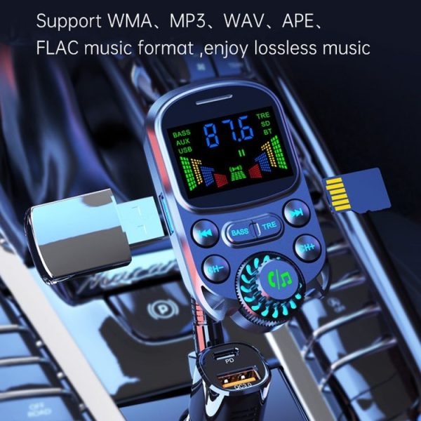 BC86 Colorful Screen Car Bluetooth 5.3 FM Transmitter MP3 Player - Image 7