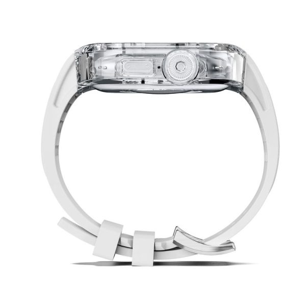 Apple Watch Ultra 49mm Fluorine Rubber Clear Armor Case Watch Band (White) - Image 4