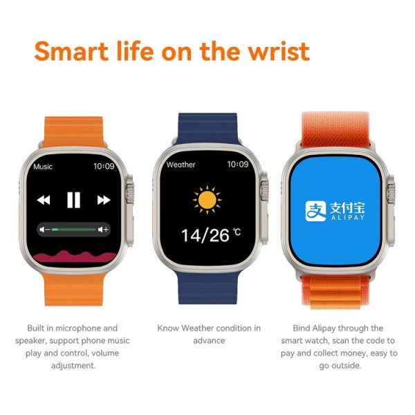 S800 Ultra Max 1.96 inch TFT Screen Smart Watch, Support Heart Rate / Blood Pressure Monitoring (Orange) - Image 11