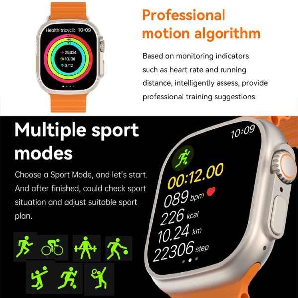 S800 Ultra Max 1.96 inch TFT Screen Smart Watch, Support Heart Rate / Blood Pressure Monitoring (Orange) - Image 13