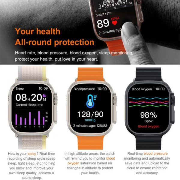 S800 Ultra Max 1.96 inch TFT Screen Smart Watch, Support Heart Rate / Blood Pressure Monitoring (Orange) - Image 16