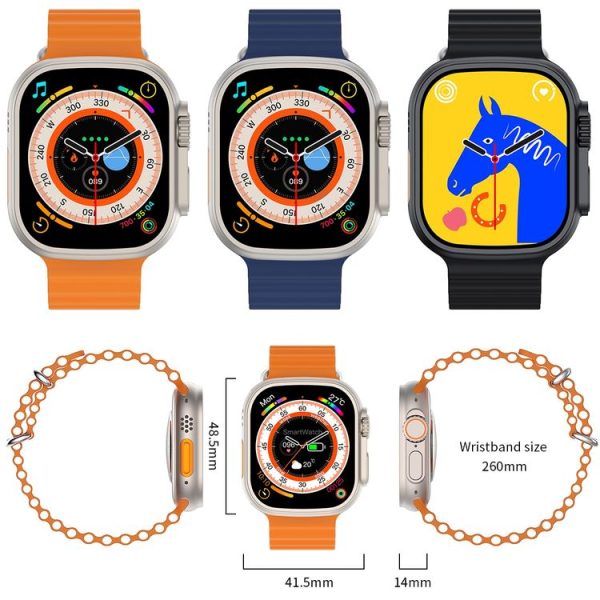 S800 Ultra Max 1.96 inch TFT Screen Smart Watch, Support Heart Rate / Blood Pressure Monitoring (Orange) - Image 4