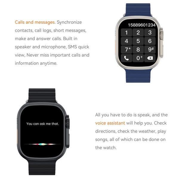 S800 Ultra Max 1.96 inch TFT Screen Smart Watch, Support Heart Rate / Blood Pressure Monitoring (Orange) - Image 9