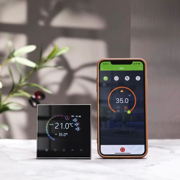 BHT-2002GBLM 220V Smart Home Heating Thermostat Electric Heating WiFi Thermostat with External Sensor Wire (Black) - Image 4