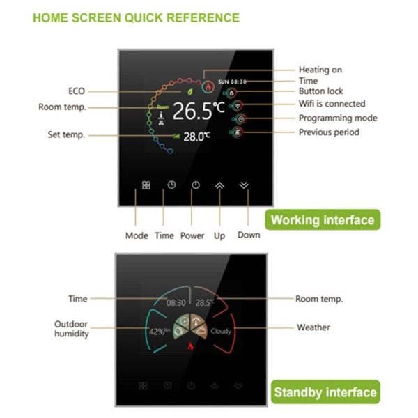 BHT-2002GBLM 220V Smart Home Heating Thermostat Electric Heating WiFi Thermostat with External Sensor Wire (Black) - Image 6