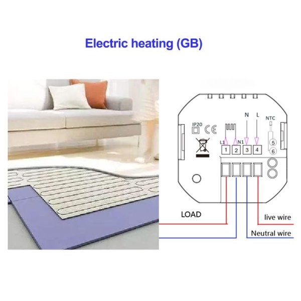 BHT-2002GBLM 220V Smart Home Heating Thermostat Electric Heating WiFi Thermostat with External Sensor Wire (Black) - Image 7