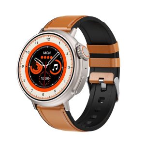 MT30 1.6 inch HD Screen Leather Strap Smart Watch Supports Voice Calls / Blood Oxygen Monitoring (Orange)