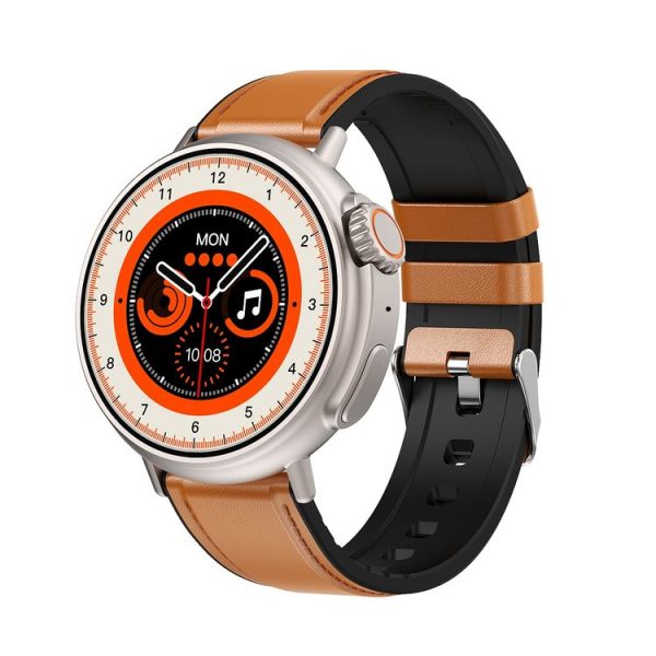 MT30 1.6 inch HD Screen Leather Strap Smart Watch Supports Voice Calls / Blood Oxygen Monitoring (Orange)