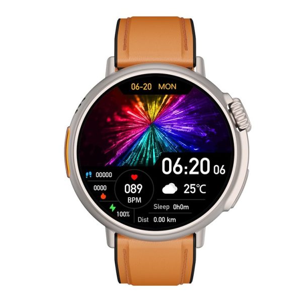 MT30 1.6 inch HD Screen Leather Strap Smart Watch Supports Voice Calls / Blood Oxygen Monitoring (Orange) - Image 2