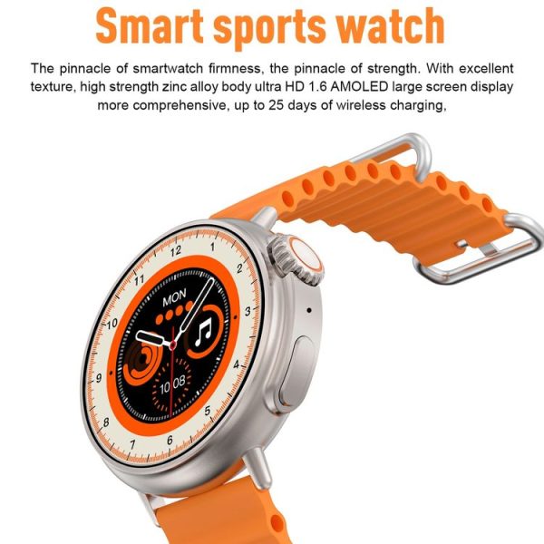 MT30 1.6 inch HD Screen Leather Strap Smart Watch Supports Voice Calls / Blood Oxygen Monitoring (Orange) - Image 3