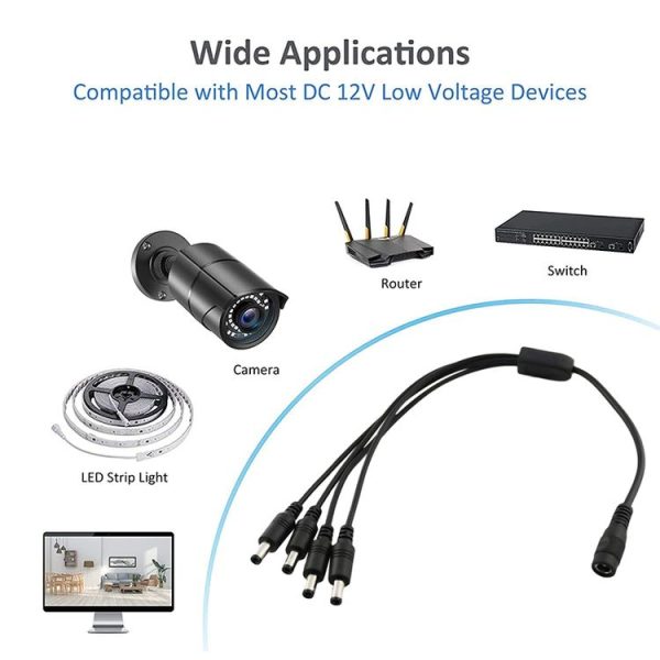 0.37m 4 in 1 DC Female to DC Male Power Connection Extension Cable - Image 5