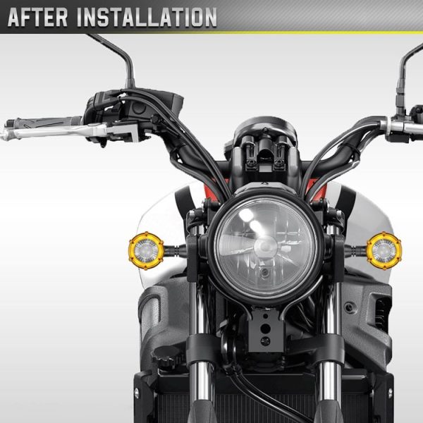 1 Pair Motorcycles Universal Rotating LED Dual-color Flow Turn Signal Light (Amber Yellow Light + White Light) - Image 10