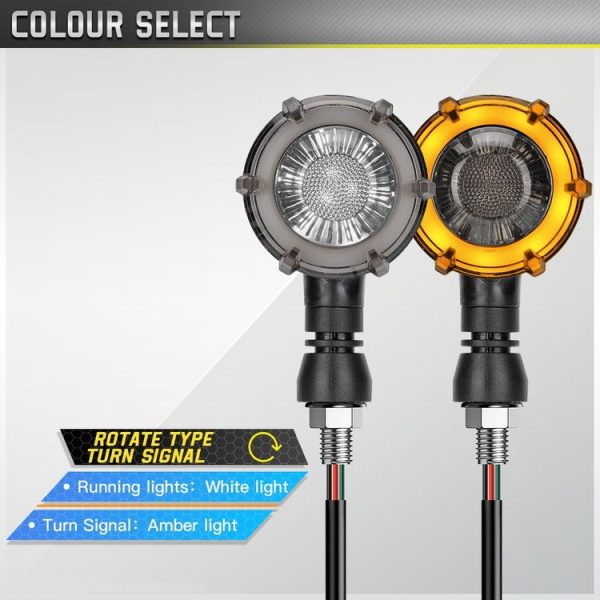 1 Pair Motorcycles Universal Rotating LED Dual-color Flow Turn Signal Light (Amber Yellow Light + White Light) - Image 2