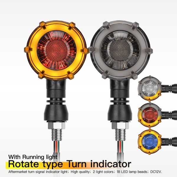 1 Pair Motorcycles Universal Rotating LED Dual-color Flow Turn Signal Light (Amber Yellow Light + White Light) - Image 3