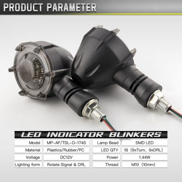 1 Pair Motorcycles Universal Rotating LED Dual-color Flow Turn Signal Light (Amber Yellow Light + White Light) - Image 4