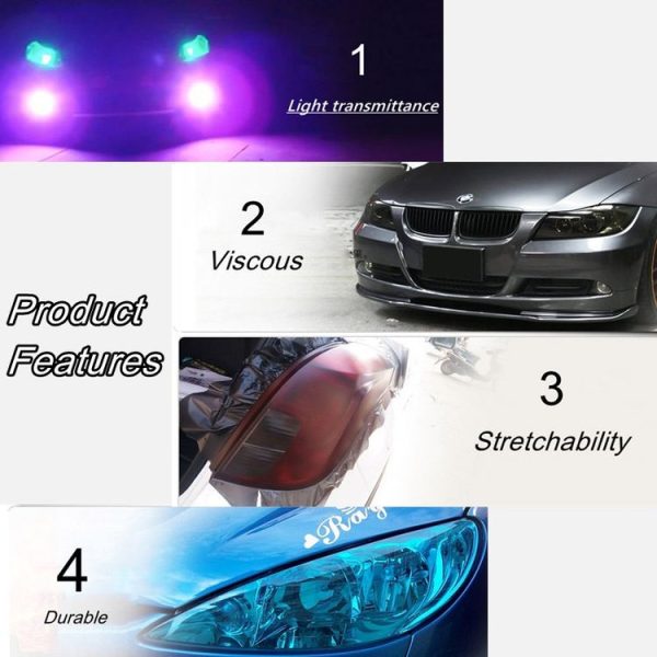 2pcs Car Headlight Protective Film Tail Light Film Motorcycle Fog Light Film, Size: 30 x 100cm (Gold) - Image 4
